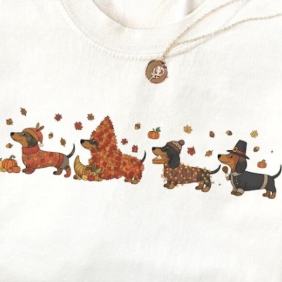 Thanksgiving Dachshund Shirt, Dachshund Tee, Hot Dog T-Shirt - Picture 2 of 4